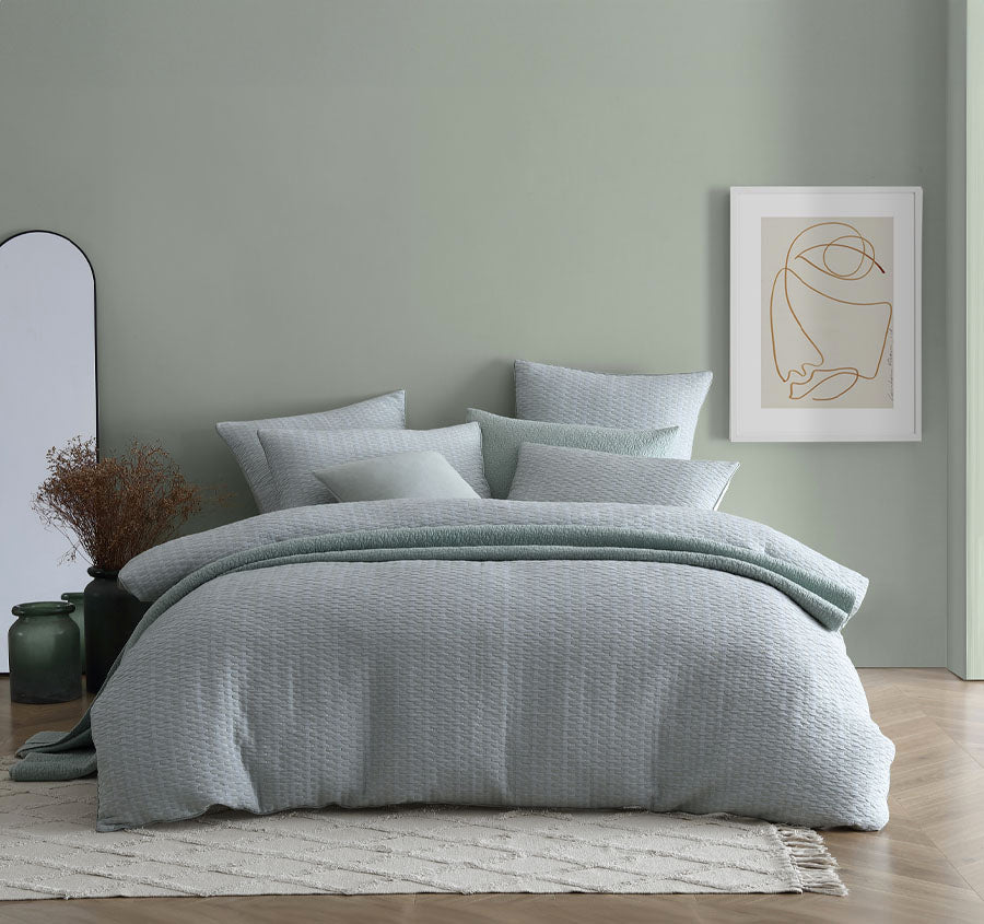 Frankie Quilt Cover Set Range Sage