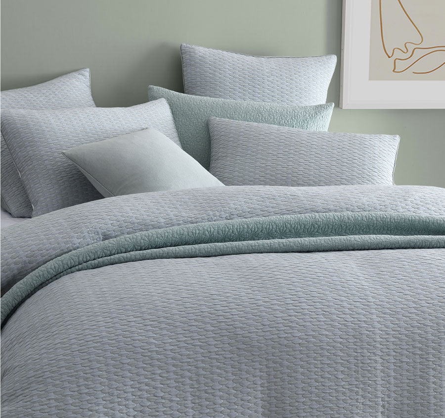 Frankie Quilt Cover Set Range Sage
